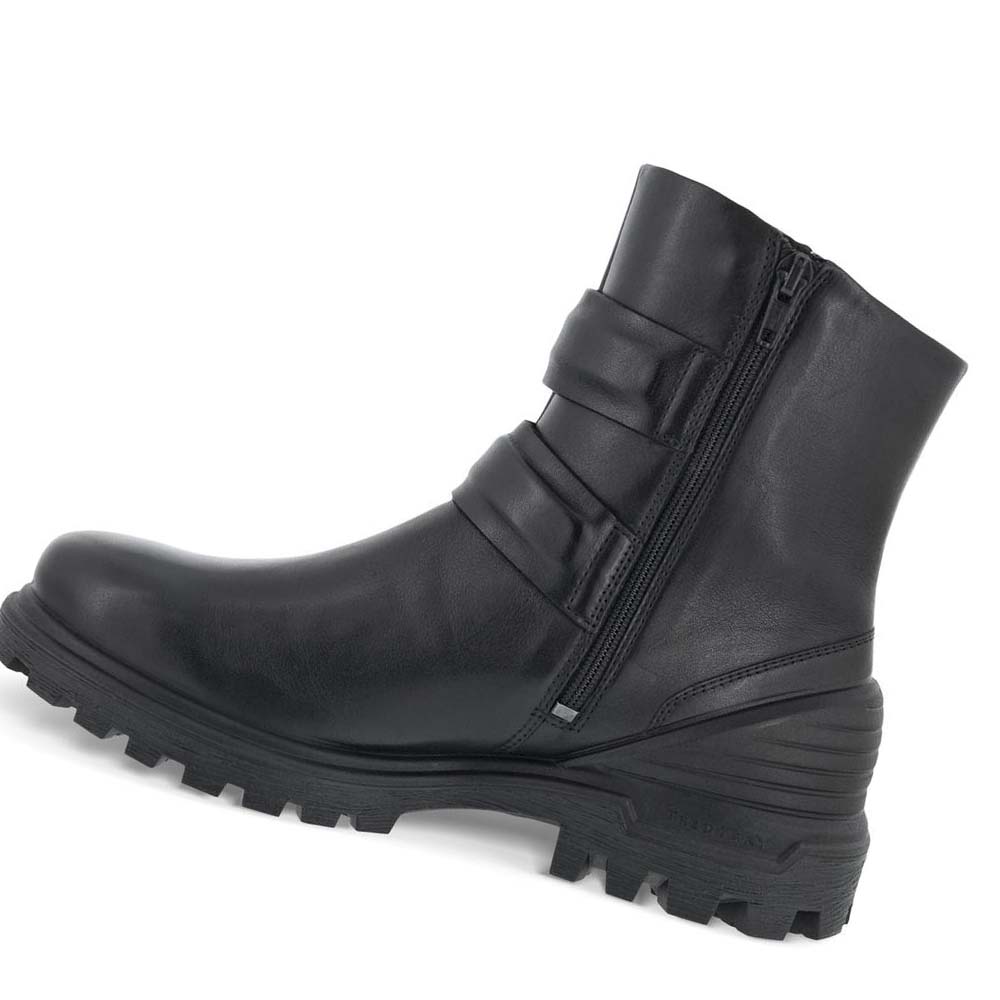 Women's Ecco Tredtray Moto Boots Black | USA 55PJJ